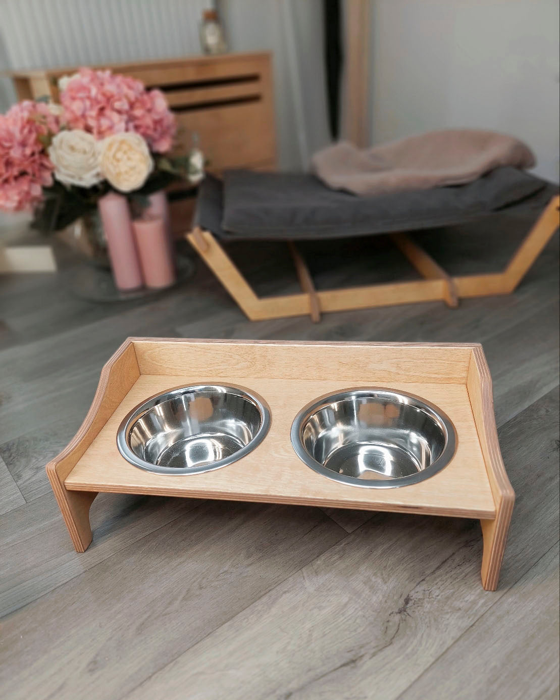 KOKAA Modern Plywood Bowl Holder With Bowls